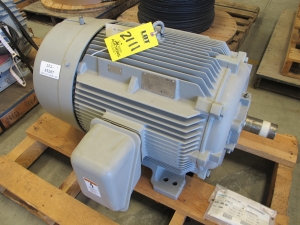 MOTOR, ELECTRIC TYPE, 100 HORSEPOWER, 460VAC, 60HZ ELEC RATING, 3570 RPM, 405TS FRAME, 110 FLA AMPS, TEFC ENCLOSURE, CONT. DUTY, 1.15 SERVICE FACTOR. SPACE HEATERS RATED AT 120 VOLT, 200 WATTS. MOTOR IS CONTINUOUS DUTY, 40 DEGREE C AMBIENT TEMPERATURE. NEMA CODE G, NEMA DESIGN B, INSULATION CLASS F. NEMA F1 JUNCTION BOX WITH OPPOSITE SIDE J-BOX FOR SPACE HEATER. PART # 1LE29314BA212AA3 (W-44) LOADING & HANDLING FEE $15-